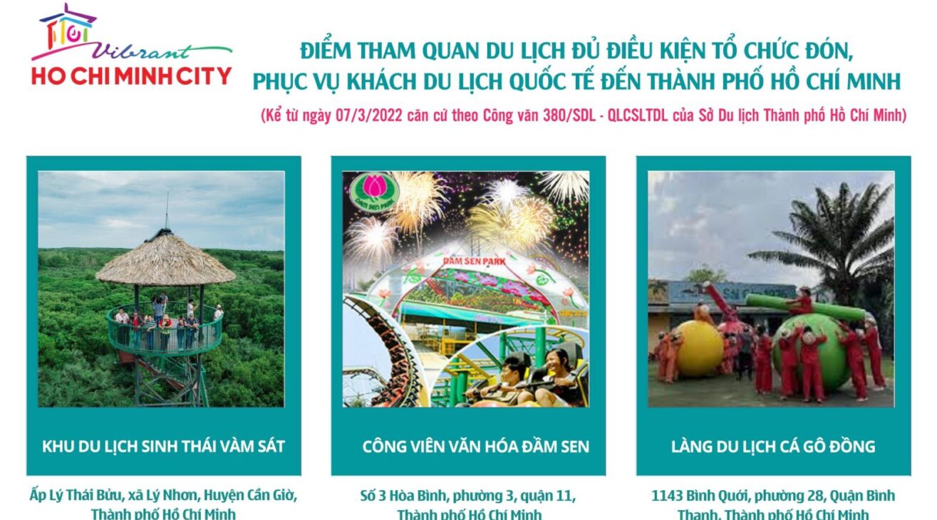 Three sites eligible to welcome international tourists to Ho Chi Minh City from 07/3/2022
