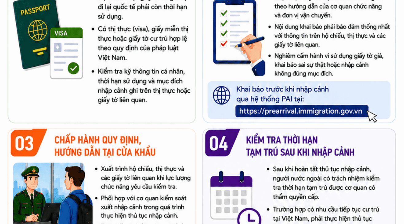 Một số lưu ý dành cho người nước ngoài khi thực hiện thủ tục nhập cảnh vào Việt Nam
